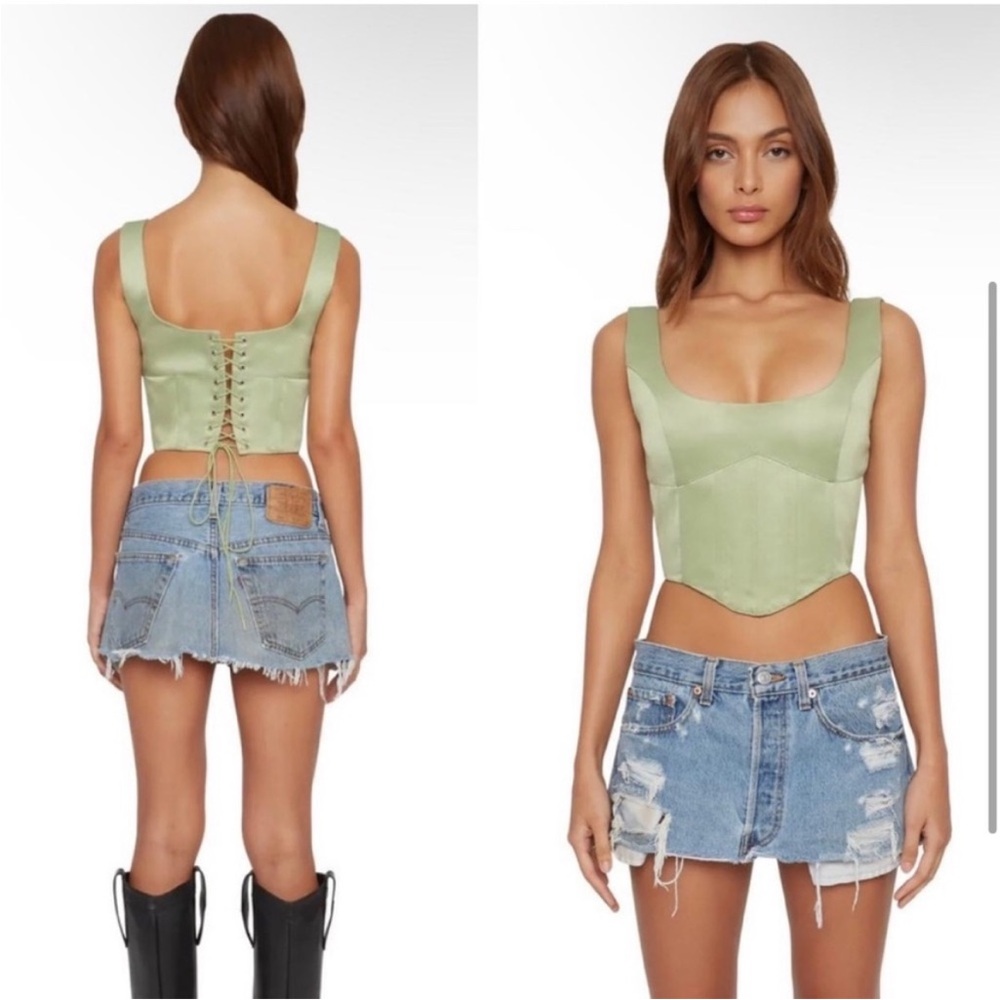 Danielle Guizio Green corset top